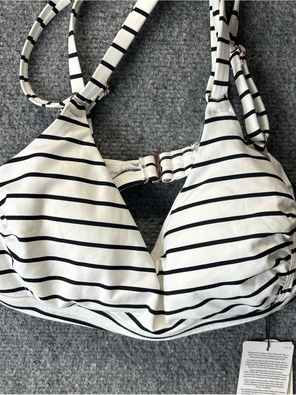 Calia small striped Black & White Bralette Bikini Top